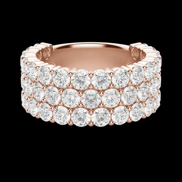 Round Cut Bold Pavé Semi-Eternity Band (4 Tcw), Lab Grown Diamond - Picture 4 of 9